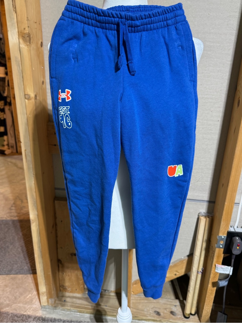 Under Armour Kids Blue Fleece Joggers with Color Logo